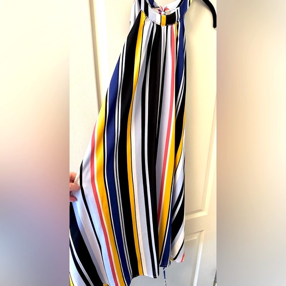 New York & Co. XXL Halter Dress with Tie-Back Neck and Self-Fabric Belt - Picture 3 of 8